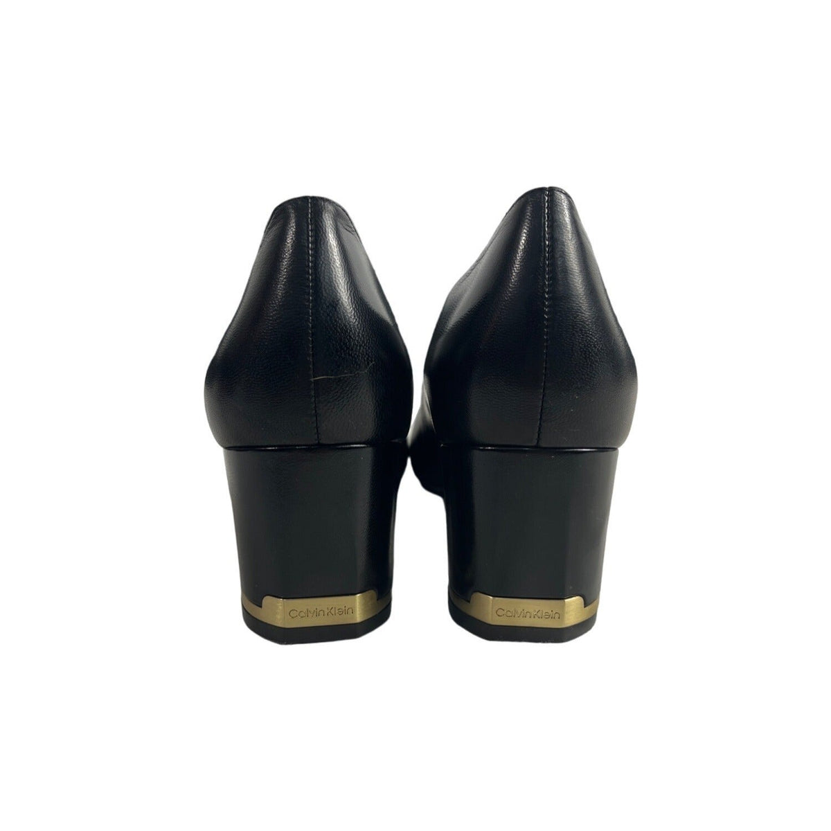 Calvin Klein Women's Black Leather Nita Kid Skin Block Heels Sz 9.5 - NWB