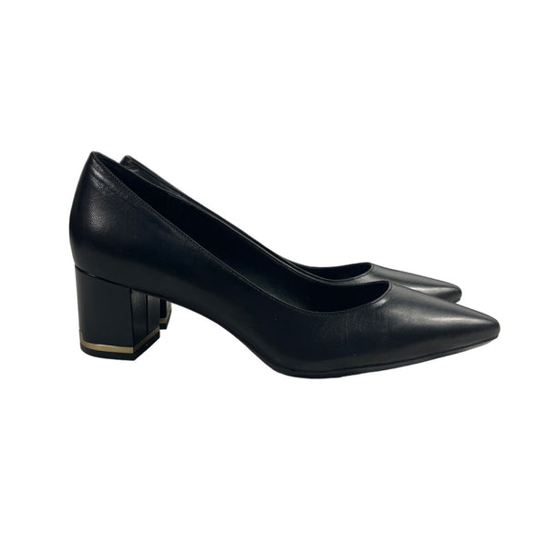 Calvin Klein Women's Black Leather Nita Kid Skin Block Heels Sz 9.5 - NWB