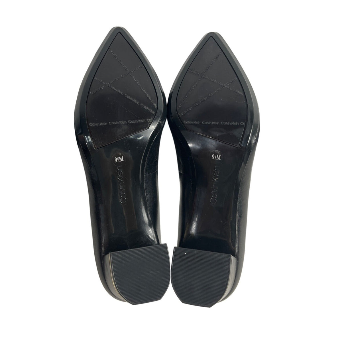 Calvin Klein Women's Black Leather Nita Kid Skin Block Heels Sz 9.5 - NWB