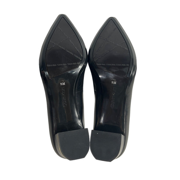 Calvin Klein Women's Black Leather Nita Kid Skin Block Heels Sz 9.5 - NWB