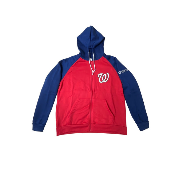 Kloanz Men's Red And Blue Washington nationals Zip Up Hoodie Sz M