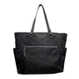 Women’s Black Nylon With Faux Leather Handles & Multiple Compartments Tote Bag