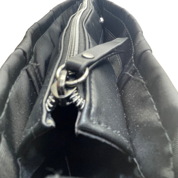 Women’s Black Nylon With Faux Leather Handles & Multiple Compartments Tote Bag