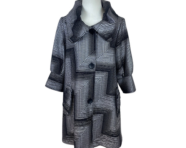 Damee Women's Black & White Geometric Print Jacket Size S