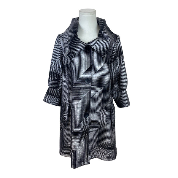 Damee Womens Black & White Geometric Print Jacket Size S