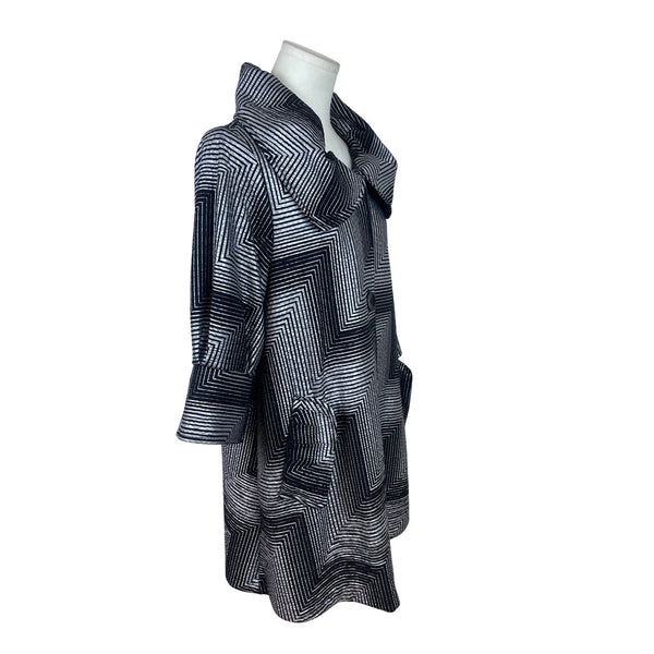 Damee Womens Black & White Geometric Print Jacket Size S