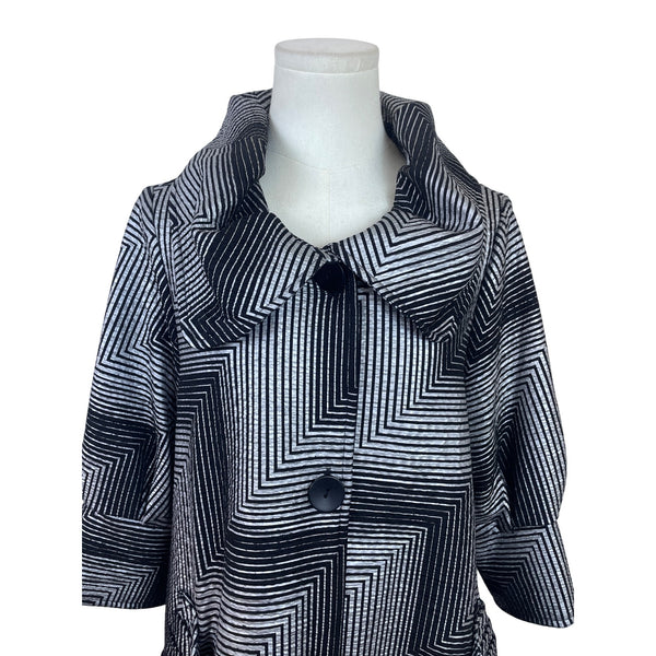Damee Womens Black & White Geometric Print Jacket Size S