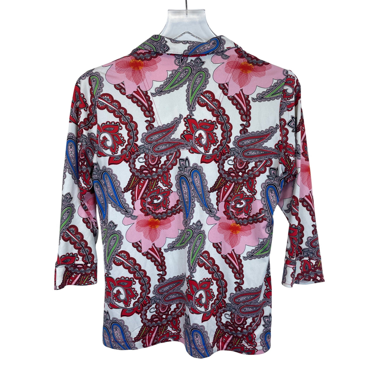 Sport Haley Womens Multi-Color Patterned 3/4 Sleeve Polo Shirt Size S