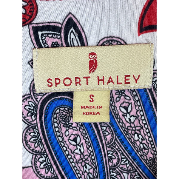 Sport Haley Womens Multi-Color Patterned 3/4 Sleeve Polo Shirt Size S