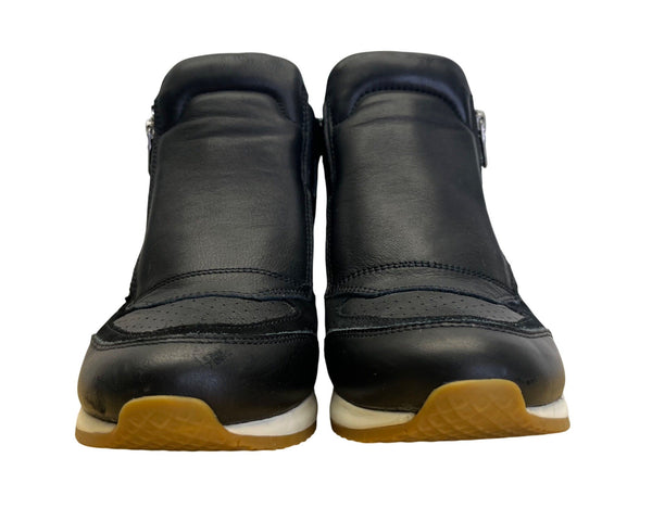 Geox Women’s Black Leather & Suede With Zip Closure Wedge Sneakers Sz US 9 -EU40