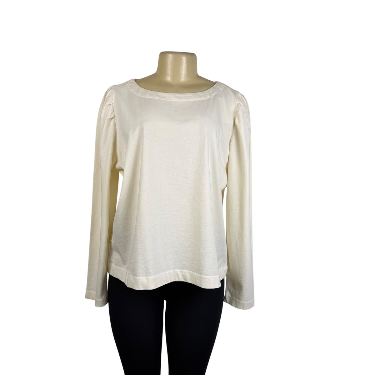 Loft Womens Cream Cotton Long Sleeve Top Relaxed Fit Blouse Sz XL