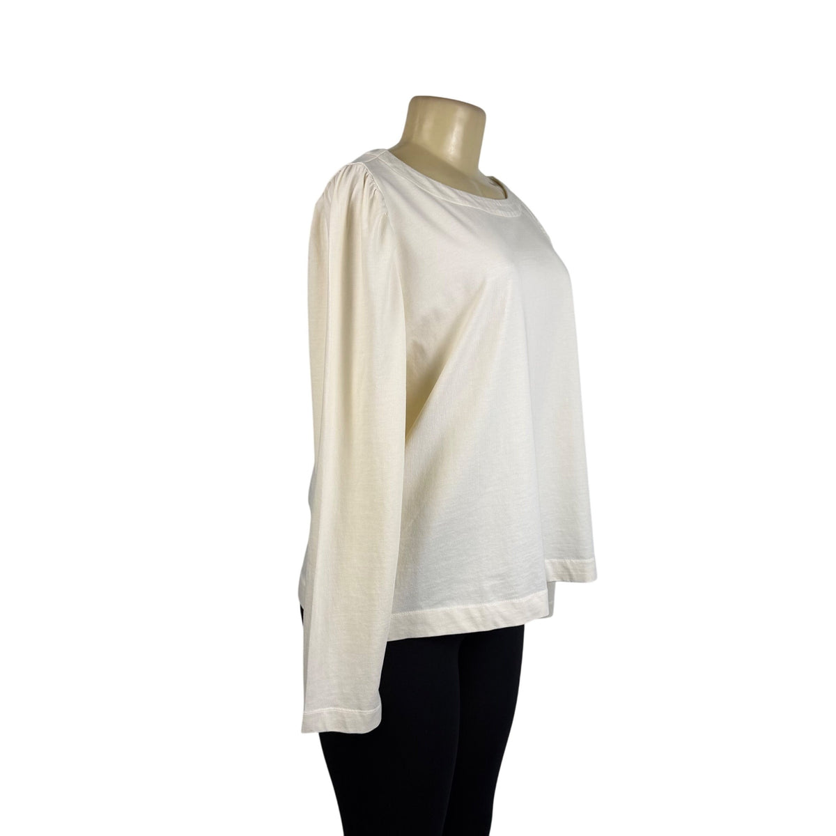 Loft Womens Cream Cotton Long Sleeve Top Relaxed Fit Blouse Sz XL