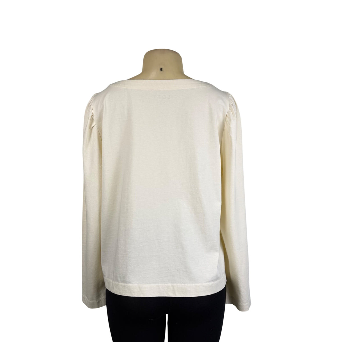 Loft Womens Cream Cotton Long Sleeve Top Relaxed Fit Blouse Sz XL