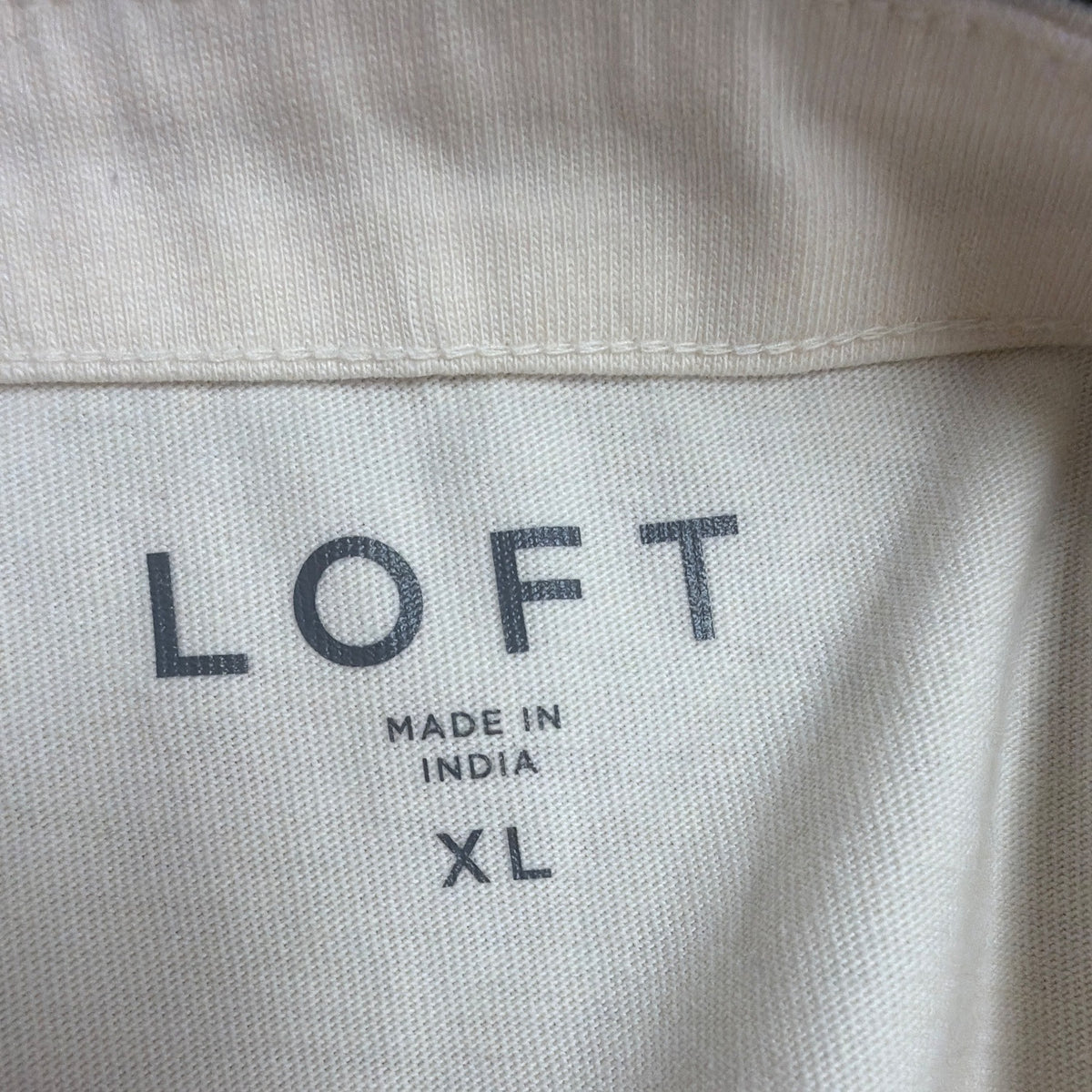 Loft Womens Cream Cotton Long Sleeve Top Relaxed Fit Blouse Sz XL