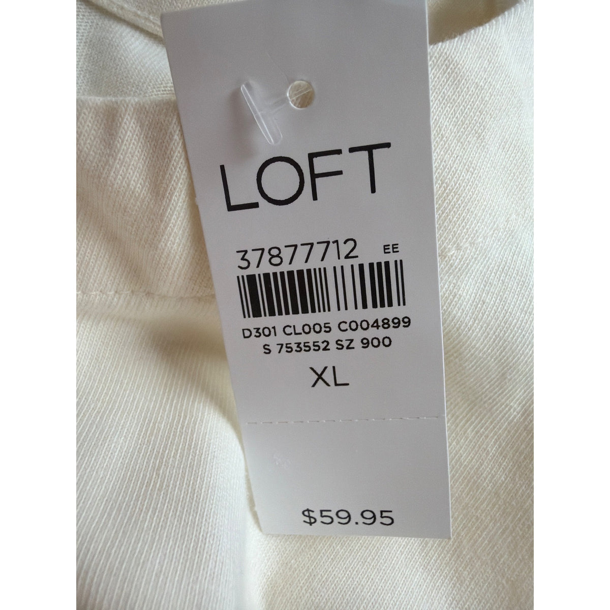 Loft Womens Cream Cotton Long Sleeve Top Relaxed Fit Blouse Sz XL