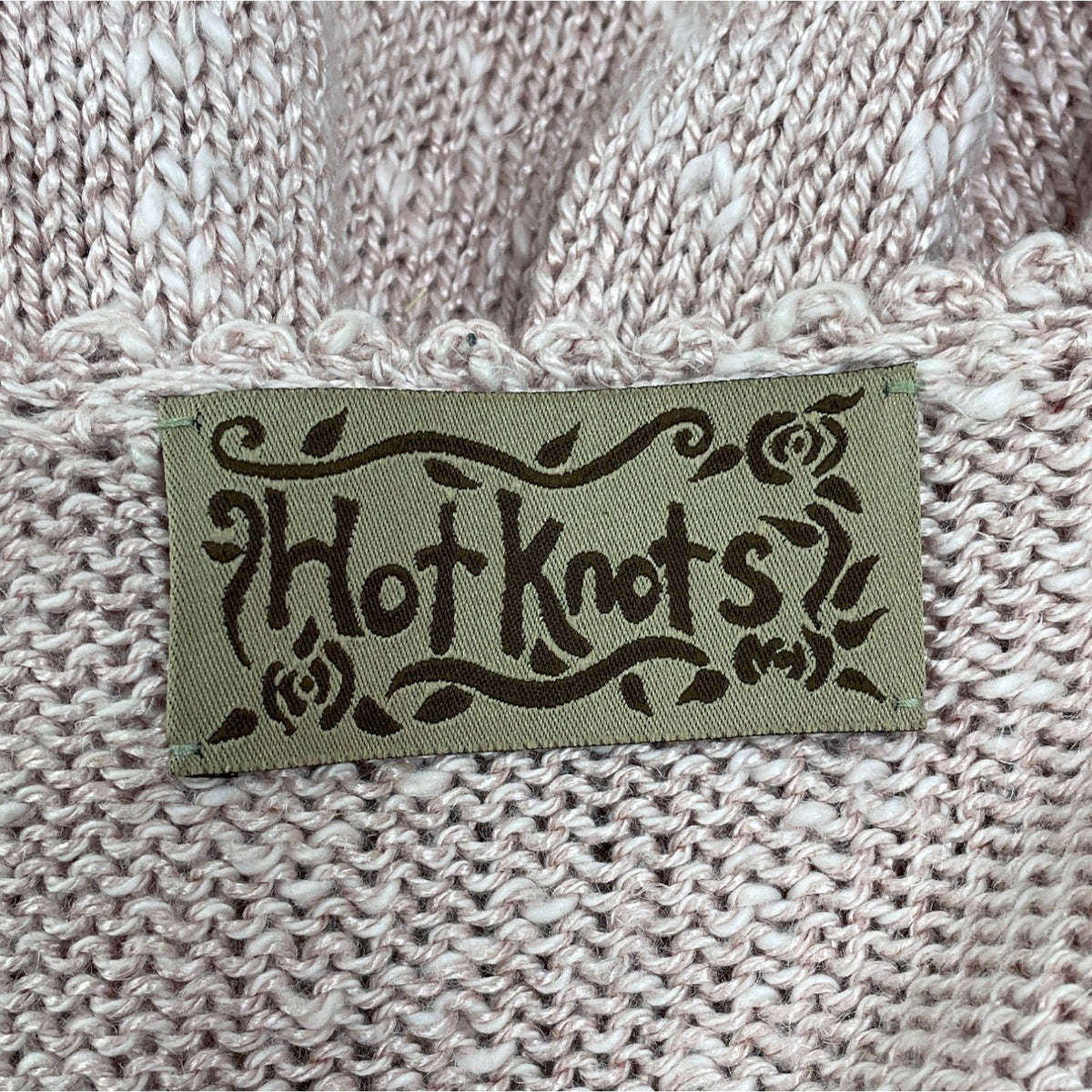 Hot Knots Vintage-Inspired Pink Knit Cardigan With Embellished Pockets