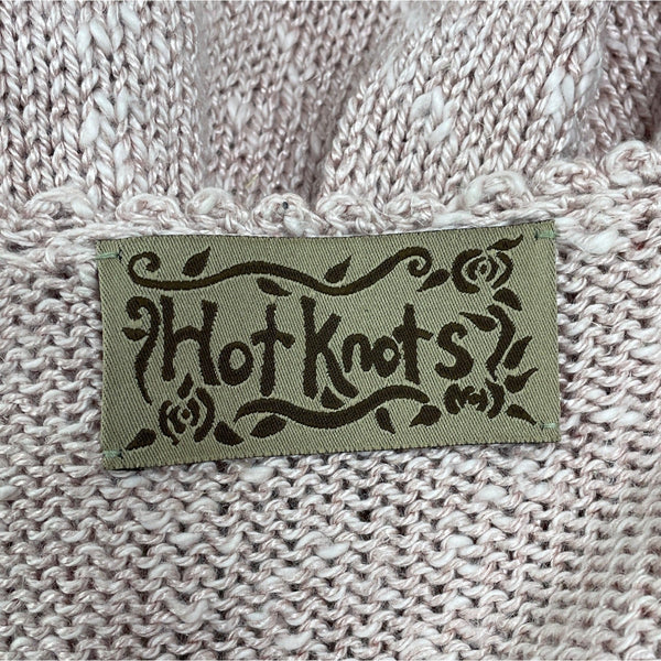 Hot Knots Vintage-Inspired Pink Knit Cardigan With Embellished Pockets