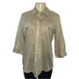 Chicos Gold Button Down Shirt Sleeve Linen Blend Women's Top Size 1 3/4