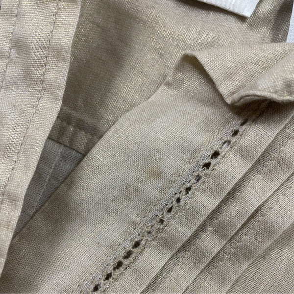 Chicos Gold Button Down Shirt Sleeve Linen Blend Women's Top Size 1 3/4