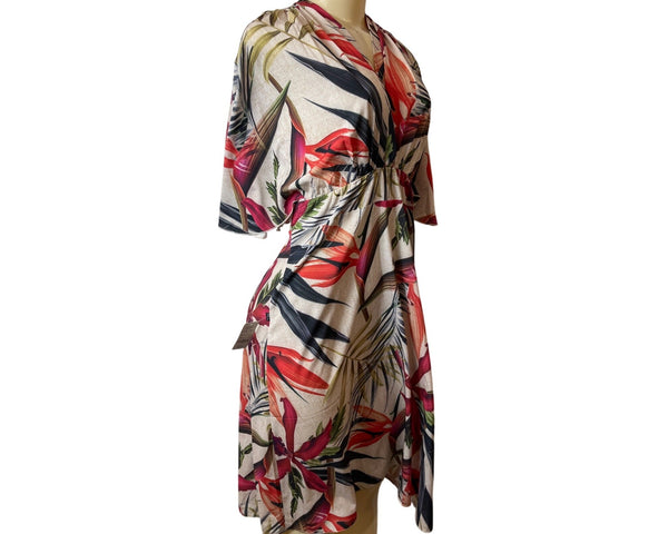 Femme Women Tropical Print Femme Dress With Elastic Waist Sz P-S NEW