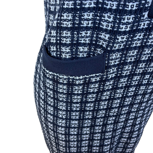 Free Assembly Navy/White Plaid Knit Dress Womens Short Sleeves Sz S