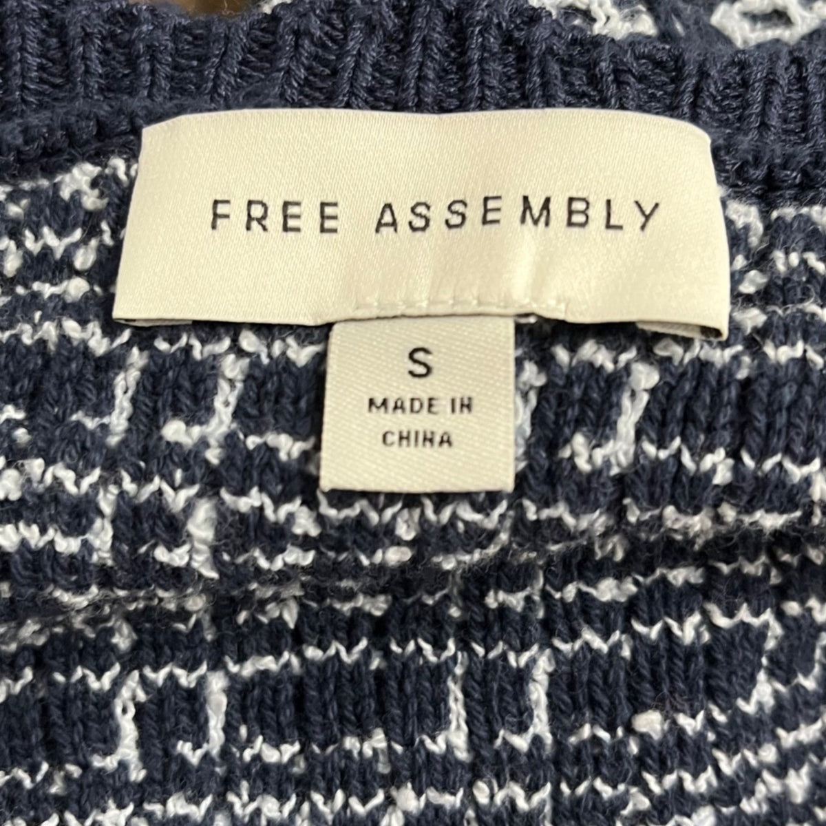 Free Assembly Navy/White Plaid Knit Dress Womens Short Sleeves Sz S