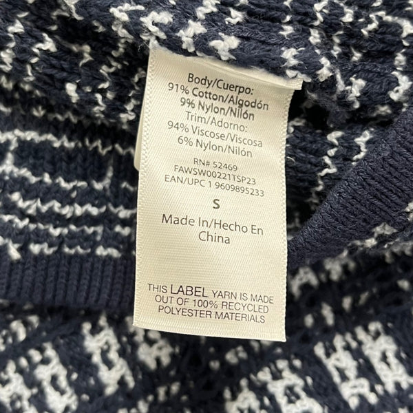 Free Assembly Navy/White Plaid Knit Dress Womens Short Sleeves Sz S