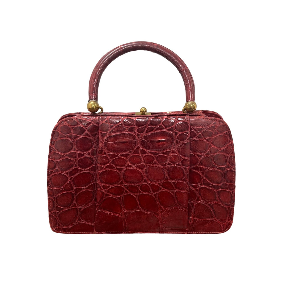 Vintage Unbranded Women's Red Croco Embossed Leather Evening Clutch Bag Sz M