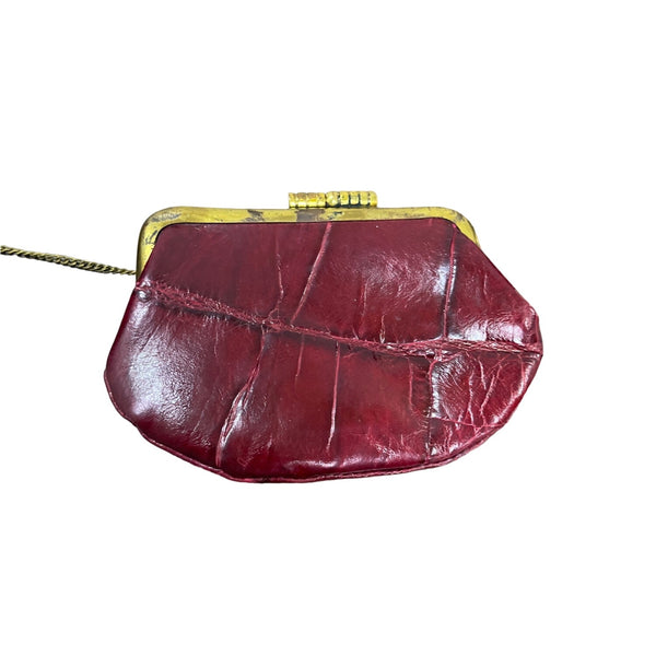 Vintage Unbranded Women's Red Croco Embossed Leather Evening Clutch Bag Sz M