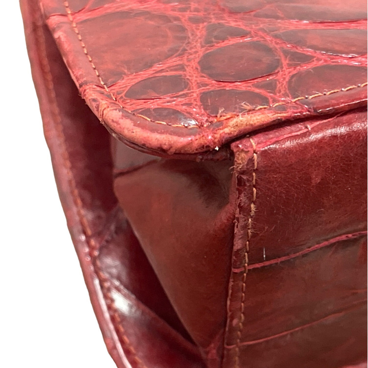 Vintage Unbranded Women's Red Croco Embossed Leather Evening Clutch Bag Sz M