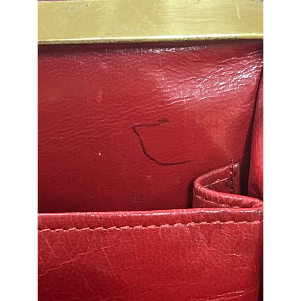 Vintage Unbranded Women's Red Croco Embossed Leather Evening Clutch Bag Sz M