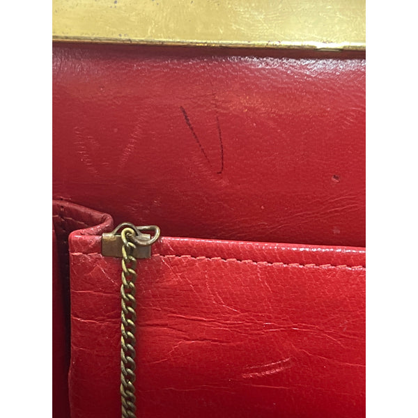 Vintage Unbranded Women's Red Croco Embossed Leather Evening Clutch Bag Sz M