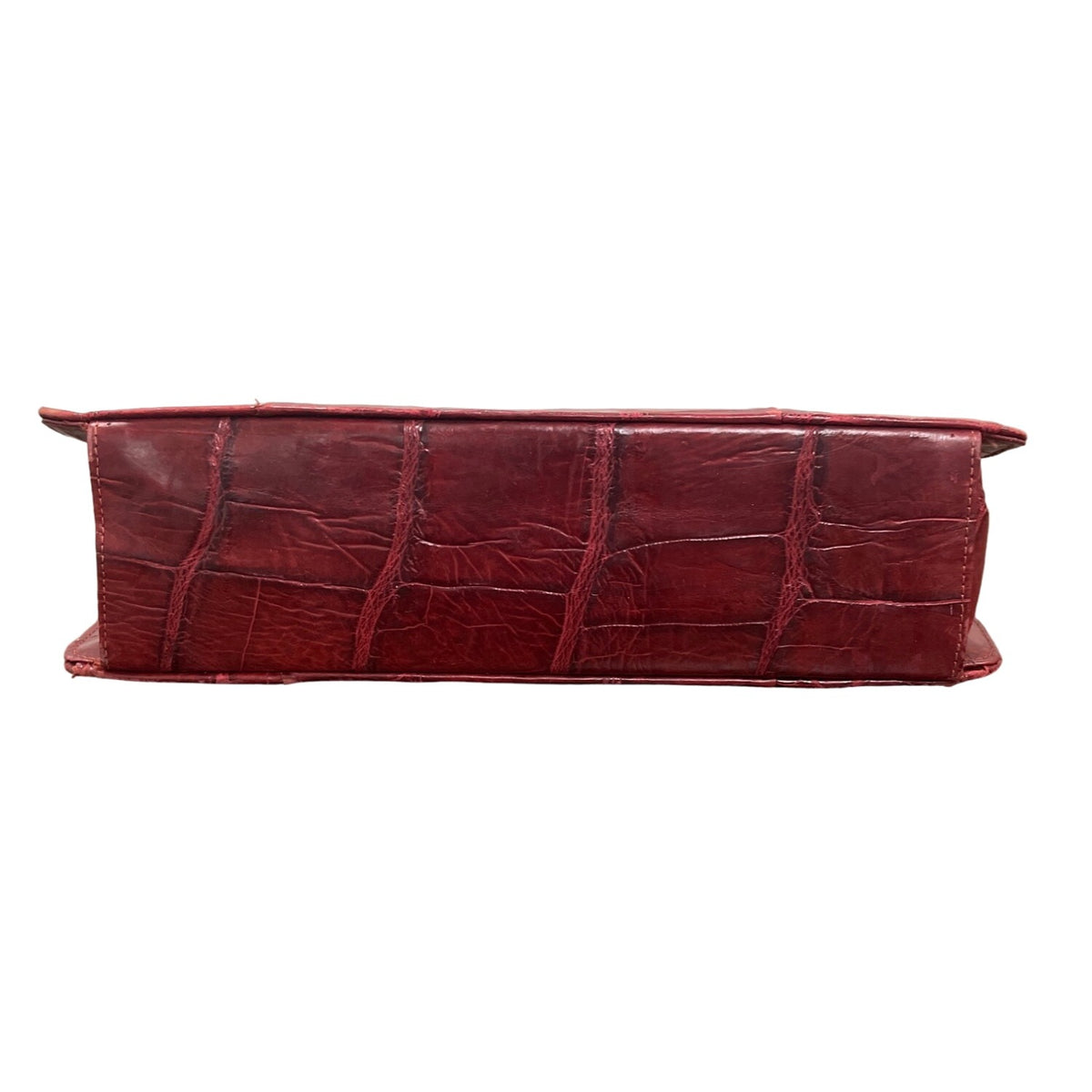 Vintage Unbranded Women's Red Croco Embossed Leather Evening Clutch Bag Sz M