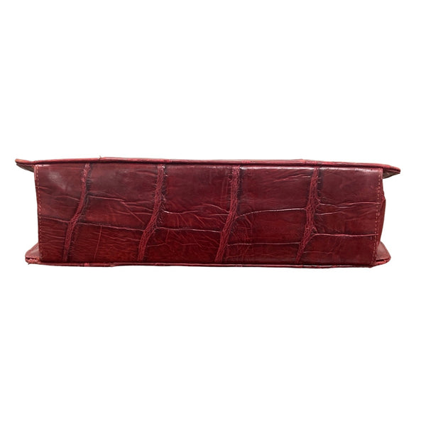 Vintage Unbranded Women's Red Croco Embossed Leather Evening Clutch Bag Sz M