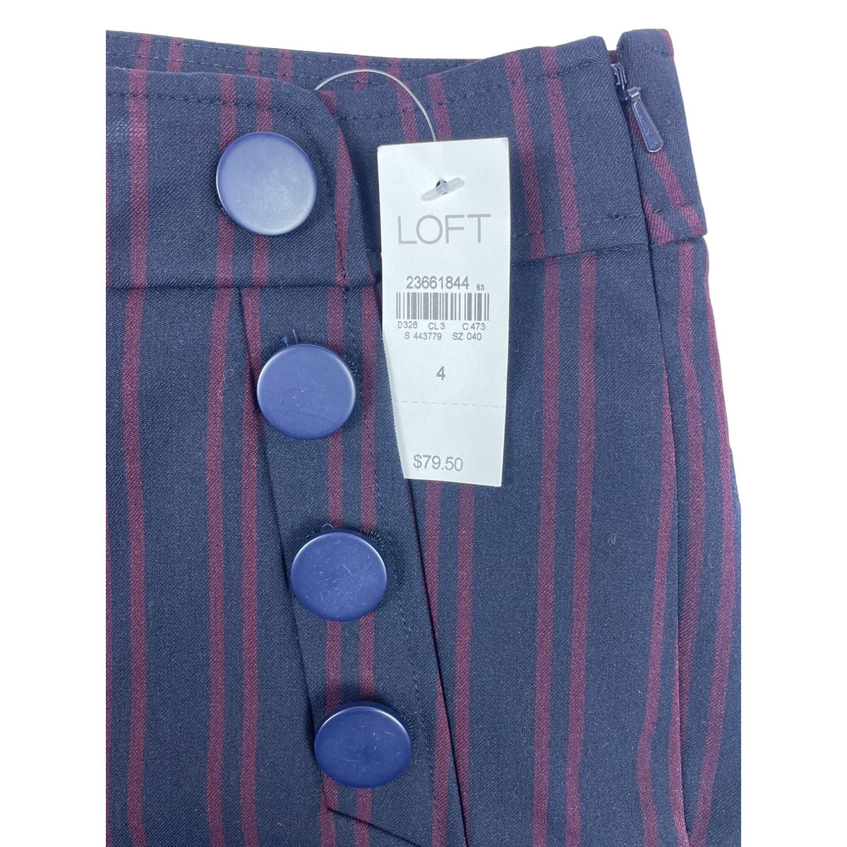 Loft Marisa Trouser Women's High Rise Black Red Stripes Pants Sz 4 - NWT