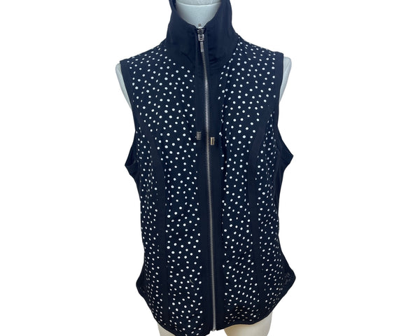 Chico’s Black & White Polka Dot Women’s Sleeveless Zip Up Vest Size 1
