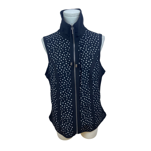 Chico’s Black & White Polka Dot Women’s Sleeveless Zip-Up Vest Size 1