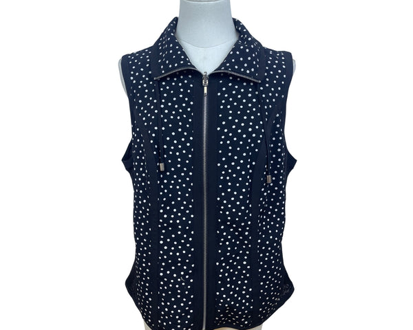 Chico’s Black & White Polka Dot Women’s Sleeveless Zip Up Vest Size 1