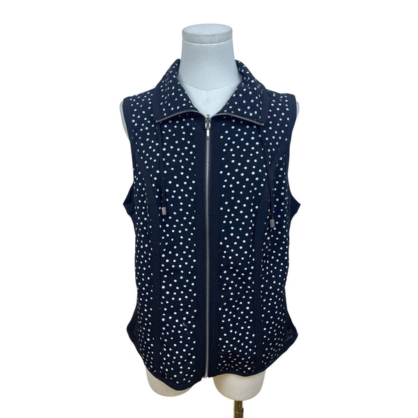 Chico’s Black & White Polka Dot Women’s Sleeveless Zip-Up Vest Size 1