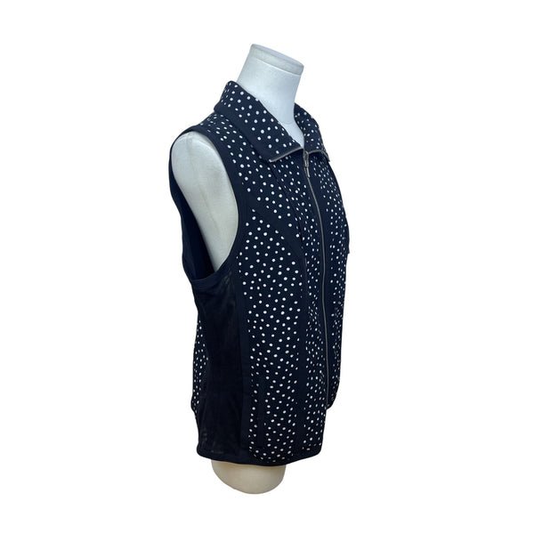 Chico’s Black & White Polka Dot Women’s Sleeveless Zip-Up Vest Size 1