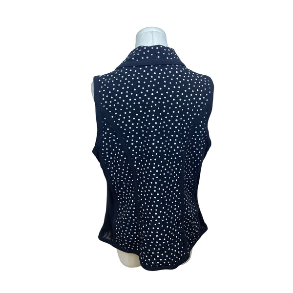 Chico’s Black & White Polka Dot Women’s Sleeveless Zip-Up Vest Size 1