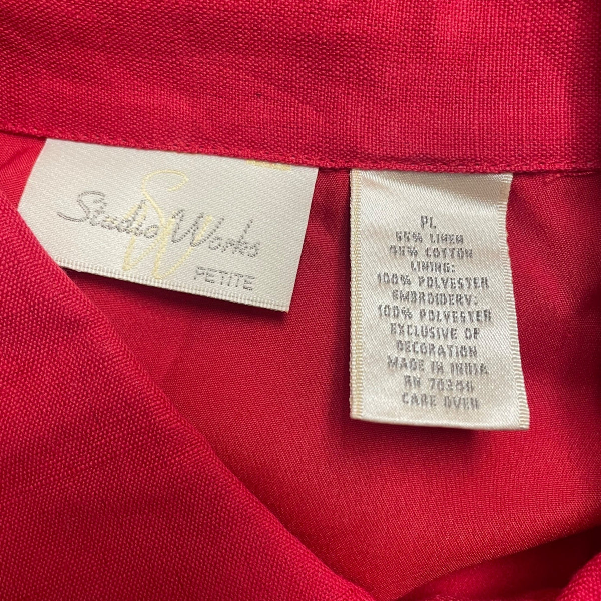 Studio Works Womens Red Multi Embroidered Button-Front Jacket Petite Sz L - New