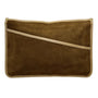 Brown Suede & Leather Zippered Clutch Bag