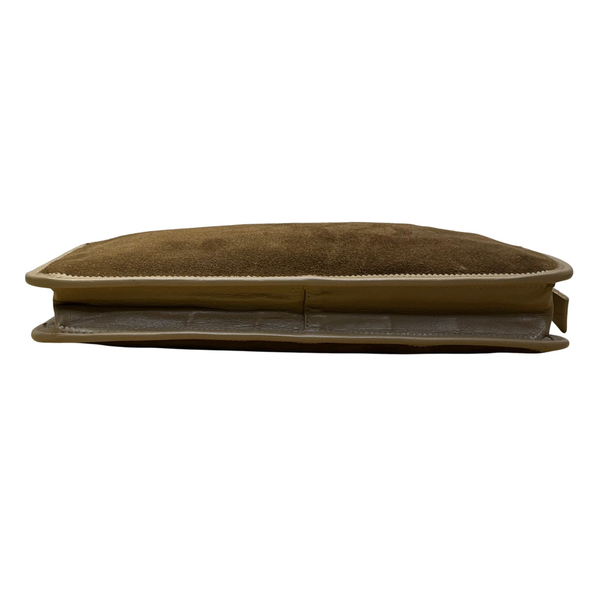Brown Suede & Leather Zippered Clutch Bag