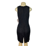 Lawrence Kazar Black Cocktail Mini Dress Sleeveless Back Slit Size M - New