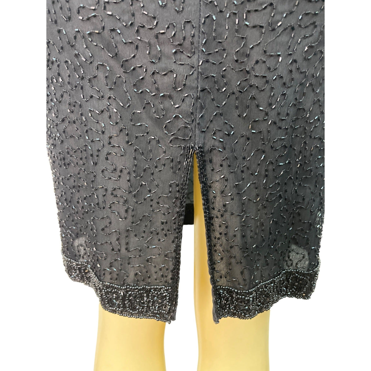 Lawrence Kazar Black Cocktail Mini Dress Sleeveless Back Slit Size M - New