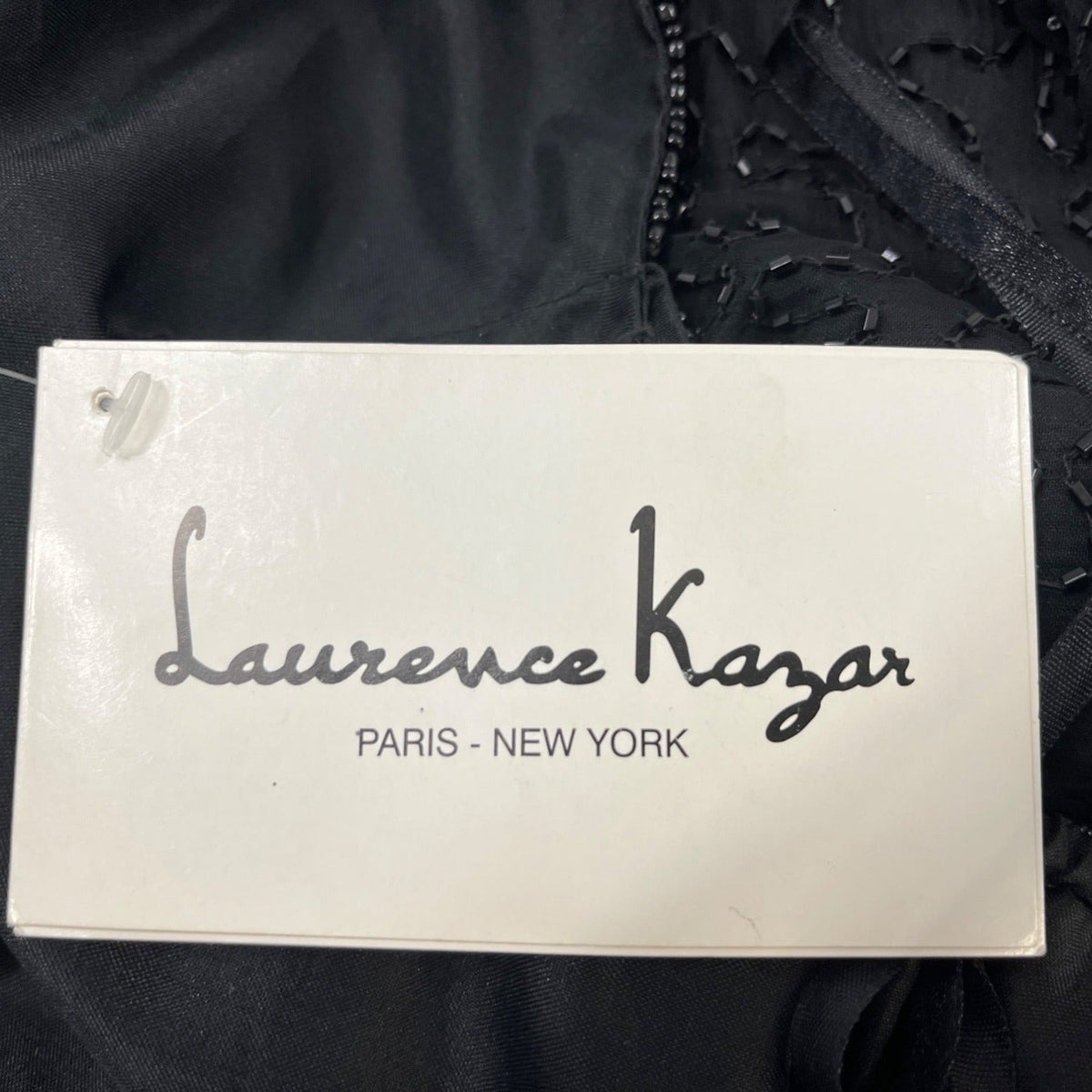 Lawrence Kazar Black Cocktail Mini Dress Sleeveless Back Slit Size M - New