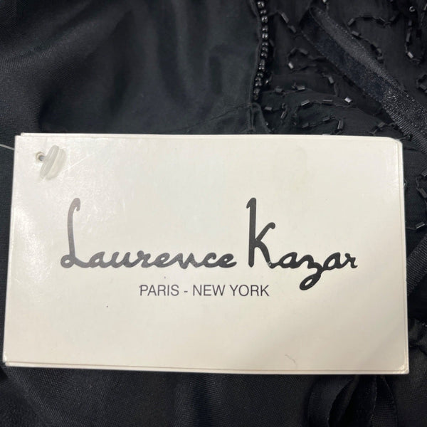 Lawrence Kazar Black Cocktail Mini Dress Sleeveless Back Slit Size M - New