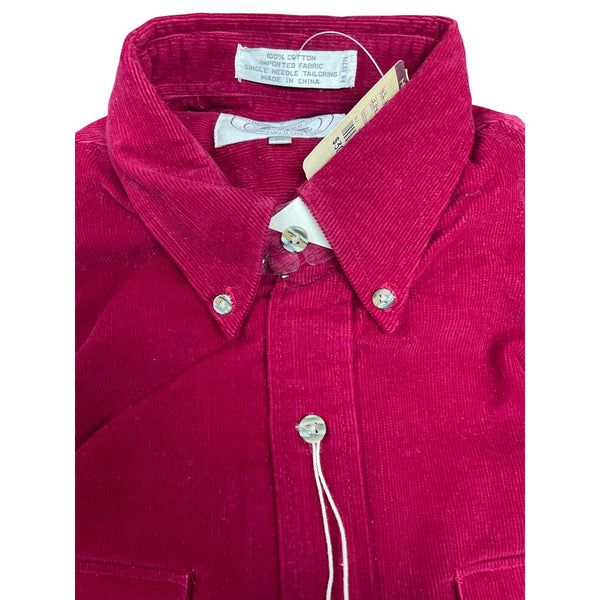 Vintage 90s John Ashford Sport Mens Red Button-Down Long Sleeve Shirt Sz M-New