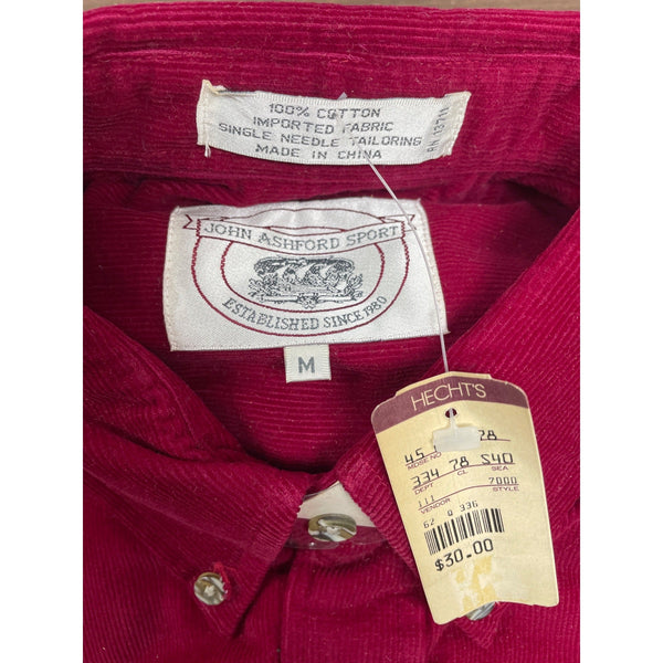 Vintage 90s John Ashford Sport Mens Red Button-Down Long Sleeve Shirt Sz M-New